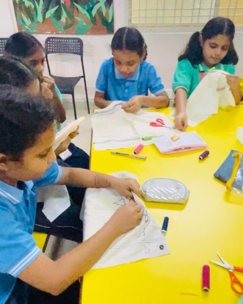 Pre-primary schools in Miyapur students Stitching activities